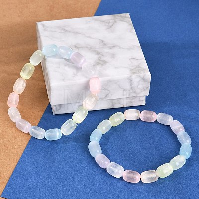 Dyed Natural Selenite Column Beaded Stretch Bracelets for Women BJEW-I312-05F-1