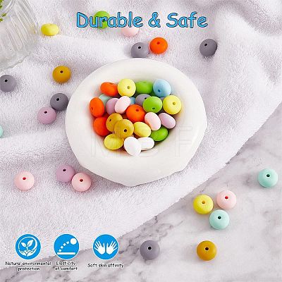 20Pcs 10 Colors Rondelle Silicone Beads JX323A-01-1
