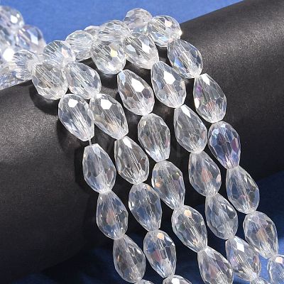 Electroplate Glass Beads Strands EGLA-D015-12x8mm-01-1