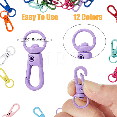 HOBBIESAY 36Pcs 12 Colors Baking Paint Alloy Swivel Clasps FIND-HY0002-40-1