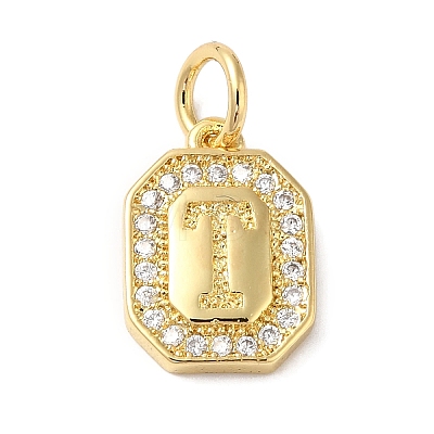 Real 18K Gold Plated Brass Micro Pave Clear Cubic Zirconia Pendants KK-L216-002G-T-1