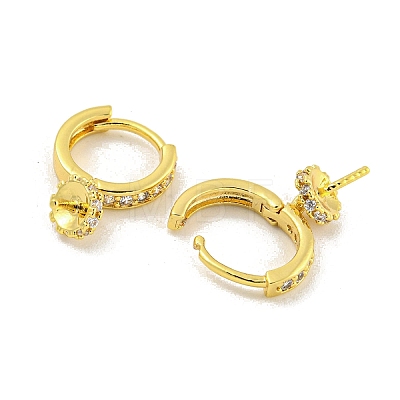 Brass Micro Pave Clear Cubic Zirconia Hoop Earring Findings KK-G490-12G-1