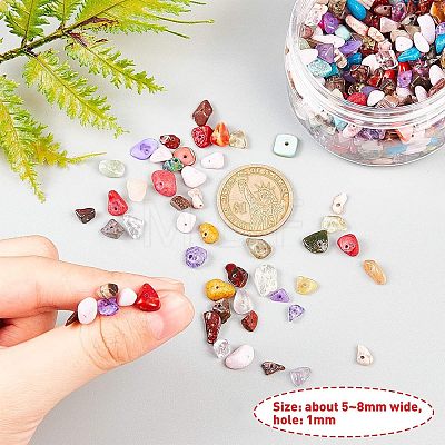 Natural & Synthetic Mixed Gemstone Chips Beads Strands G-NB0001-52-1