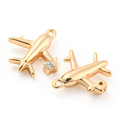 Brass Micro Pave Cubic Zirconia Charms KK-E090-10G-1