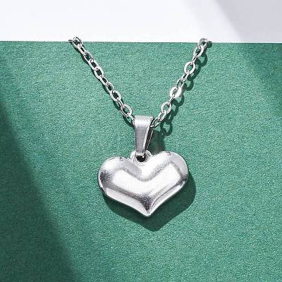 Heart 304 Stainless Steel Pendant Necklaces NJEW-H059-17P-1