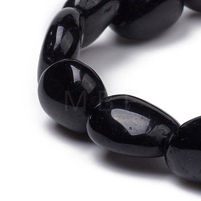 Natural Black Tourmaline Stretch Beaded Bracelets BJEW-K213-C19-1