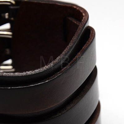 Trendy Unisex Punk Rock Style Leather Wide Wristband Bracelets BJEW-L269-02-1