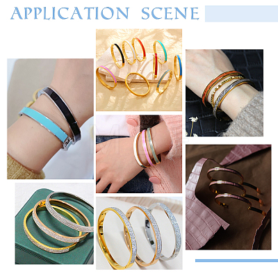 1Pc Stainless Steel Grooved Bangles STAS-UN0042-51G-1