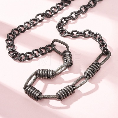 Vintage 304 Stainless Steel Mixed Chain Necklaces NJEW-C115-06AS-1