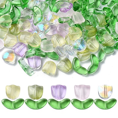 Spray Painted Transparent Glass Beads GLAA-YW0003-76-1