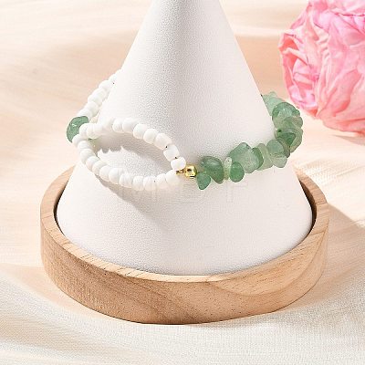 Natural Gemstone Chip Beads & Glass Seed Beads Beaded Bracelets for Women BJEW-JB14137-1