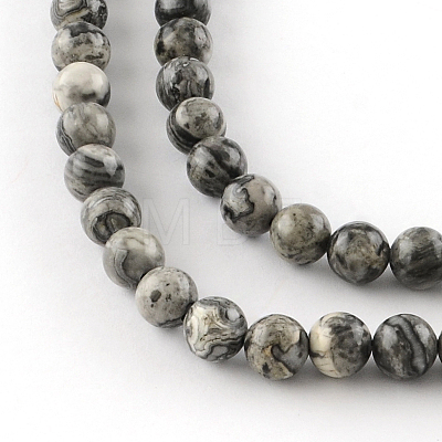 Natural Map Stone/Picasso Stone/Picasso Jasper Beads Strands G-S188-4mm-1