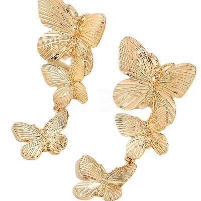Butterfly Alloy Dangle Stud Earrings FS-WG3D962-01-1