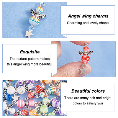   4 Sets Alloy Transparent Stripe Resin Beads Pendants FIND-PH0008-84-1