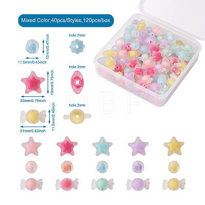 Beadthoven 120Pcs 3 Style Transparent Acrylic Beads TACR-BT0001-03-1