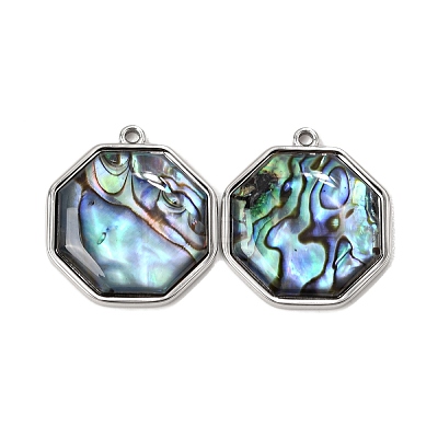 304 Stainless Steel & Natural Paua Shell Pendants SH-CBA7184-01D-P-1