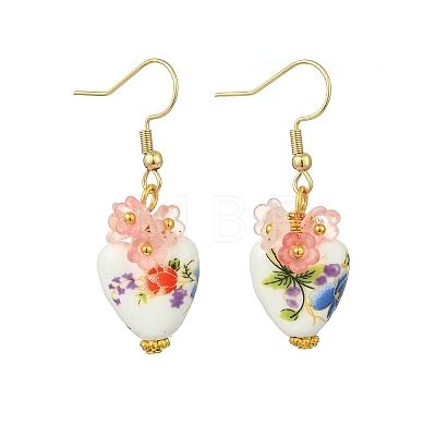 Handmade Porcelain & Acrylic Beads Dangle Earrings for Women EJEW-JE07329-01-1
