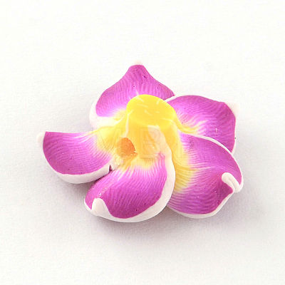 Handmade Polymer Clay 3D Flower Plumeria Beads CLAY-Q192-30mm-07-1