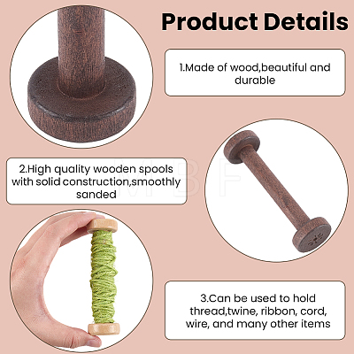 10Pcs 2 Colors Wood Sewing Embroidery Thread Spool WOOD-SC0002-35-1