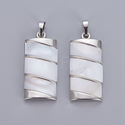 Natural White Shell Mother of Pearl Shell Pendants SSHEL-L008-49P-1