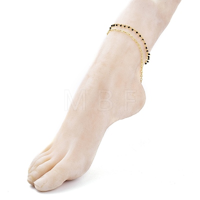 2 Layered Brass Curb Chains Anklets AJEW-AN00311-02-1