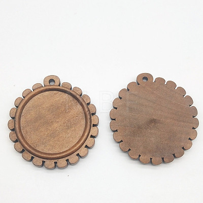 Wooden Pendant Cabochon Settings WOOD-WH0034-89D-1