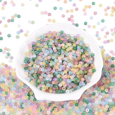 FGB Frosted Transparent Glass Seed Beads SEED-N013-02A-1