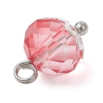 6Pcs Gradient Color Glass Pendants PALLOY-JF04741-1