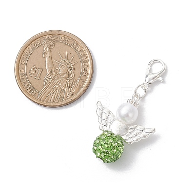 6Pcs Angel Polymer Clay & Crystal Rhinestone Pendant Decorations HJEW-JM04543-1