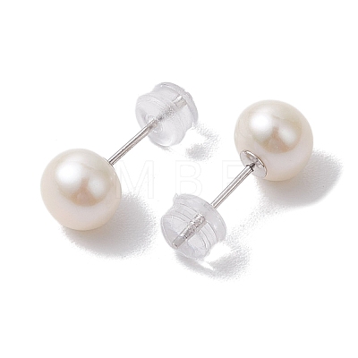 Natural Pearl Ear Studs EJEW-P286-06P-1