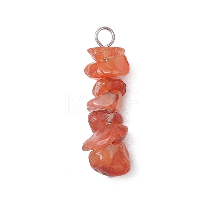 3Pcs Natural Rose Quartz & South Red Agate & Citrine Chip Beaded Constellation Pendants PALLOY-JF03043-01-1