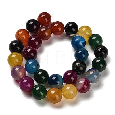 Dyed Natural Banded Agate Beads Strands G-G175-A10-01-1