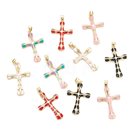 Brass Enamel Pendants KK-M220-06G-1