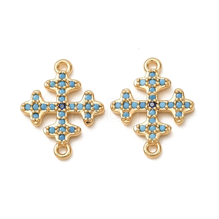 Brass Micro Pave Synthetic Turquoise Connector Charms GG-CBAE681-21G-1