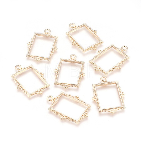 Rack Plating Alloy Open Back Bezel Pendants PALLOY-Q351-08KCG-FF-1