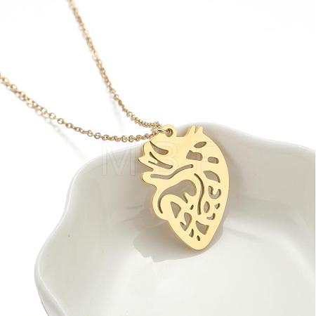 304 Stainless Steel Hollow Pendant Cable Chain Necklaces for Women WGAEFC1-08-1