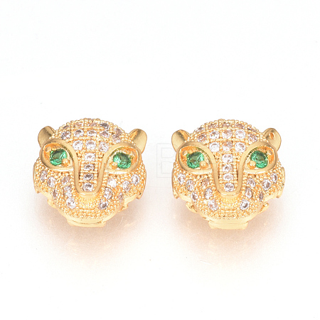 Brass Micro Pave Cubic Zirconia Beads ZIRC-S053-YS014G-2-1