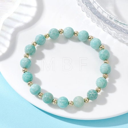 Natural Amazonite Beaded Stretch Bracelets for Women BJEW-JB13377-1