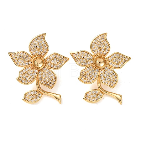 Brass Micro Pave Clear Cubic Zirconia Slide Charms KK-K422-10G-1