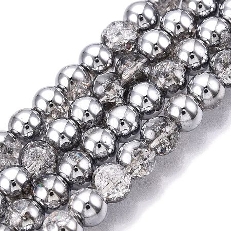 Electroplated Crackle Glass Beads Strands X-EGLA-N014-6mm-03-1