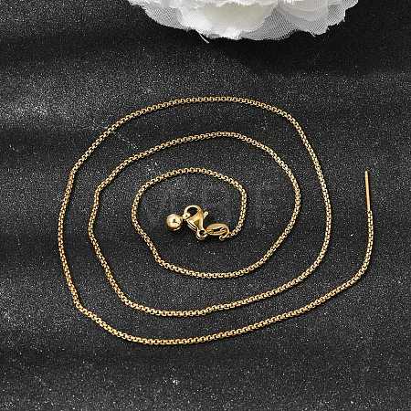 1.3MM Unisex 304 Stainless Steel Box Chain Necklaces NJEW-P356-08G-1