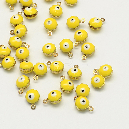 Golden Tone Brass Enamel Charms KK-Q571-05C-1