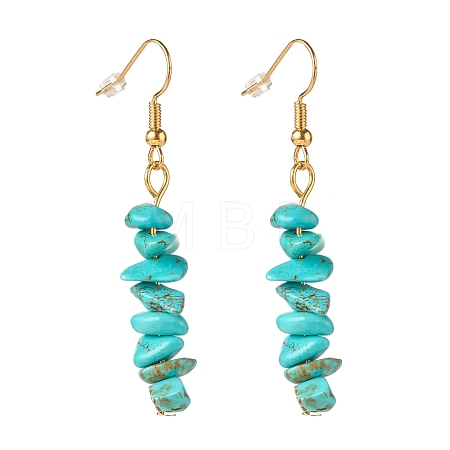 Synthetic Turquoise Chip Beaded Dangle Earrings EJEW-JE04788-07-1
