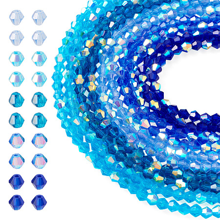 10 Strands 5 Colors Electroplate Transparent Glass Beads Strands EGLA-TA0013-78B-1