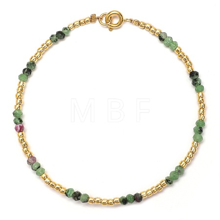 Natural Ruby in Zoisite & Glass Seed Bead Beaded Bracelets for Women GO0506-3-1