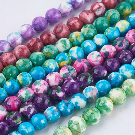Synthetic Ocean White Jade Beads Strands G-L019-8mm-M-1