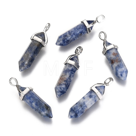Natural Blue Spot Jasper Double Terminated Pointed Pendants G-F295-04C-1