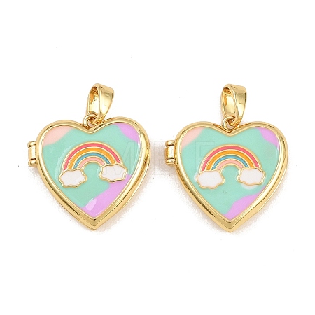 Brass with Enamel Locket Pendants KK-CBA415D-10G-01-1