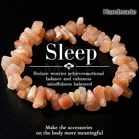Natural Pink Aventurine Chip Beaded Stretch Bracelets JI5766-8-1