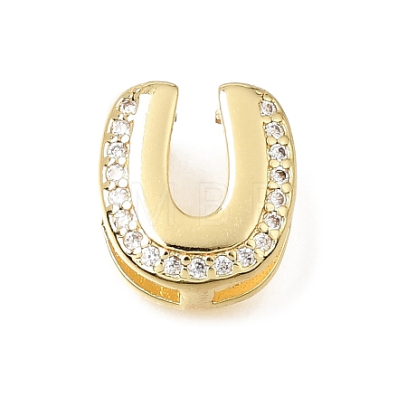 Brass Micro Pave Clear Cubic Zirconia Initial Spacer Bars KK-E802-34G-U-1